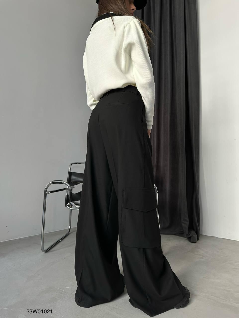 Black Bell Siyah Oversize Kargo Cep Kumaş Pantolon