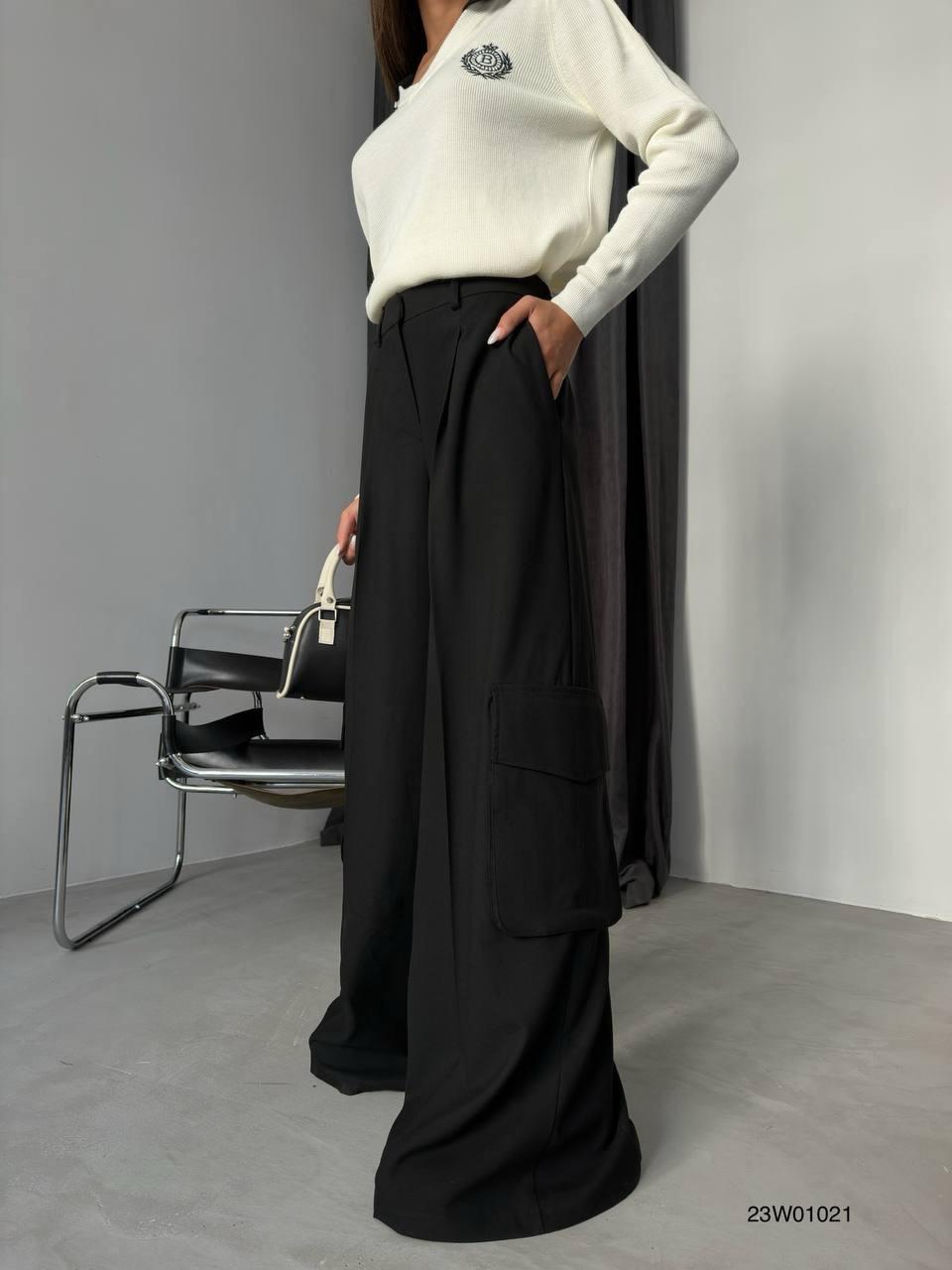 Black Bell Siyah Oversize Kargo Cep Kumaş Pantolon