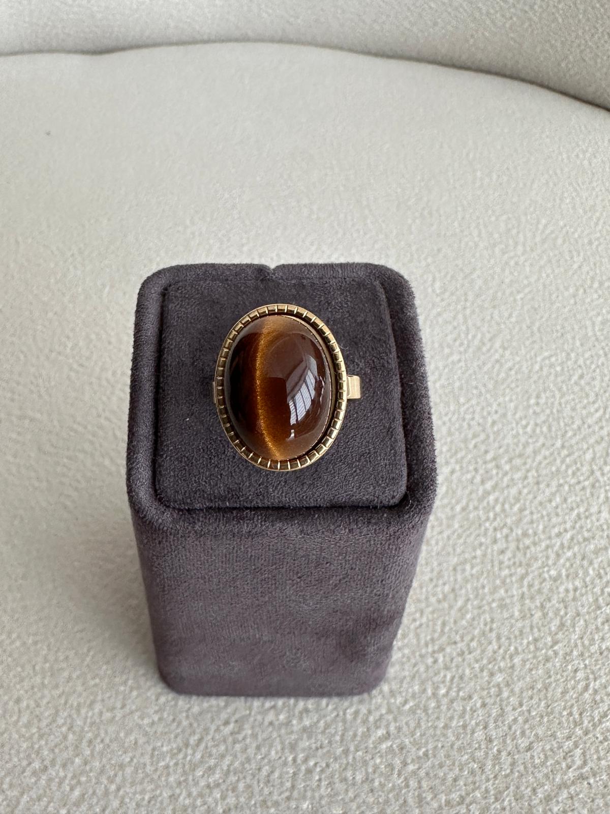 Bohem Oval Kaplangözü Model Çelik Gold Yüzük