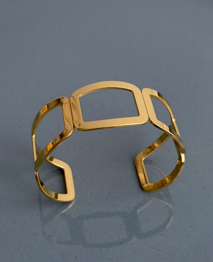 Çelik Gold Açık Kalın Zincir Bohem Kelepçe