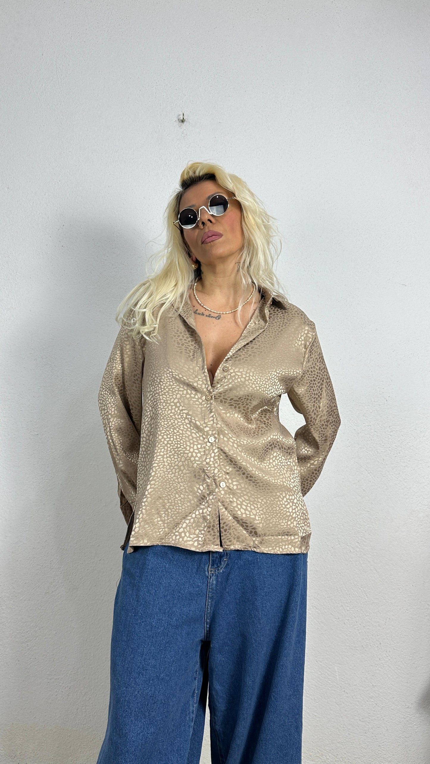 Nunu By Croc Chic Bej Saten Gömlek
