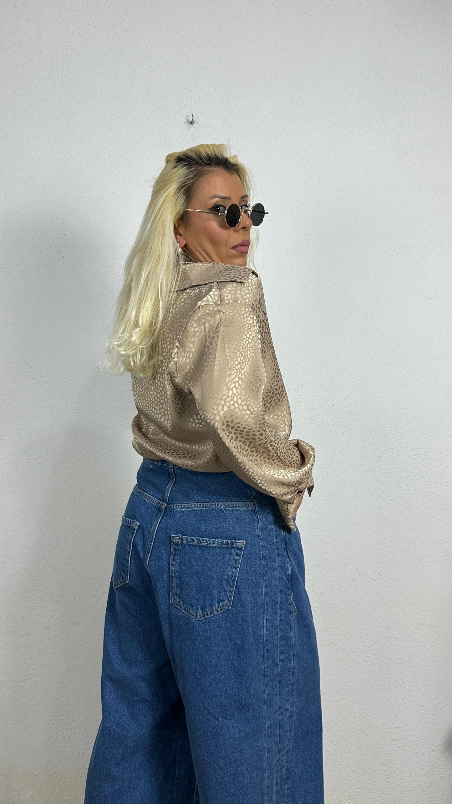 Nunu By Croc Chic Bej Saten Gömlek