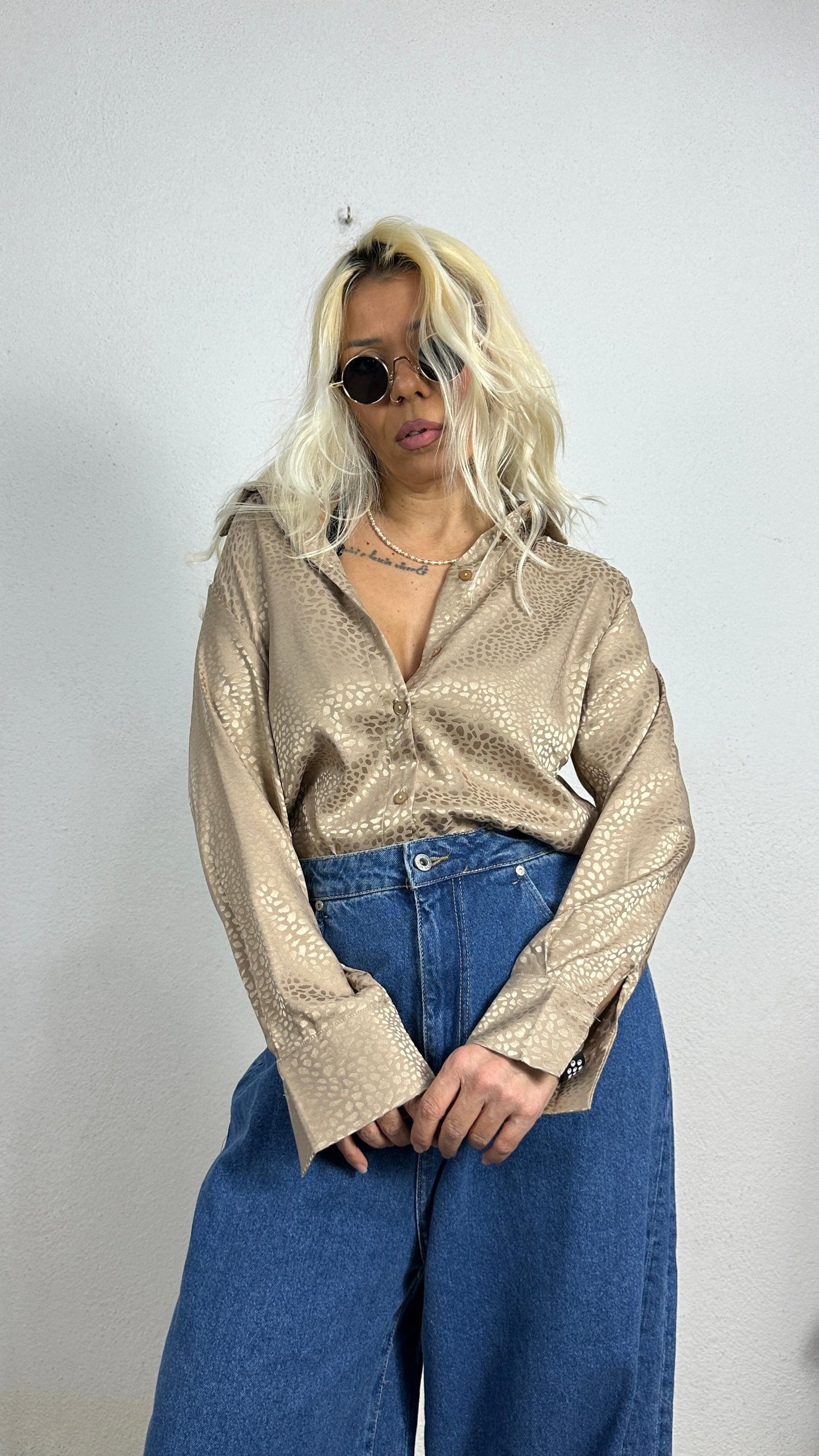 Nunu By Croc Chic Bej Saten Gömlek