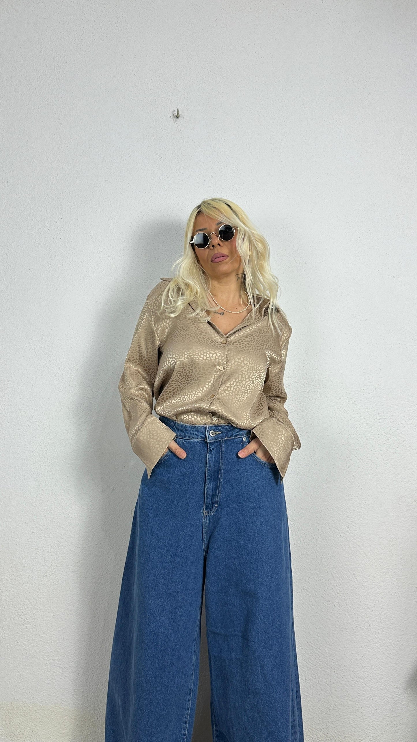 Nunu By Croc Chic Bej Saten Gömlek