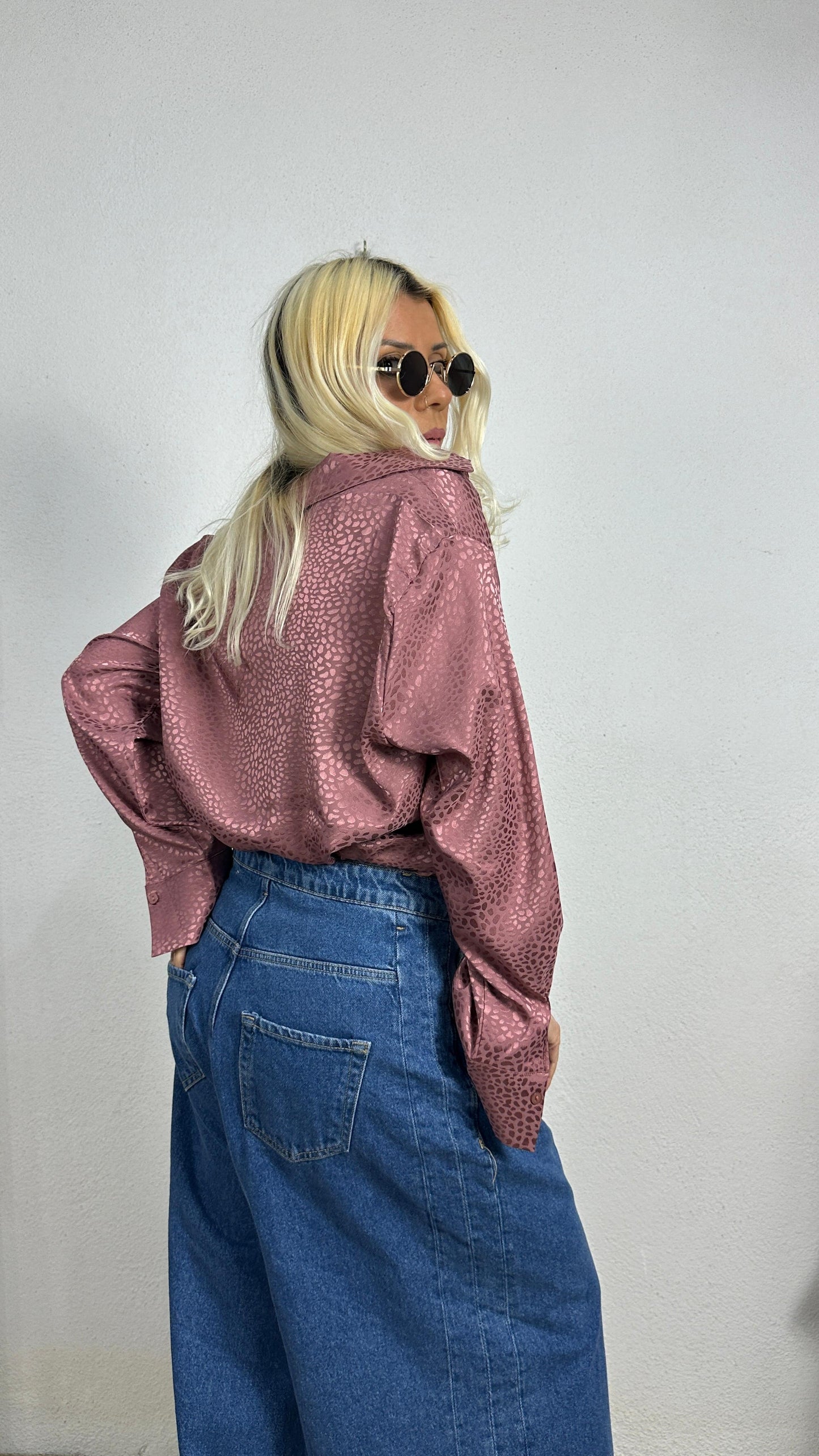 Nunu By Croc Chic Gül Kurusu Saten Gömlek