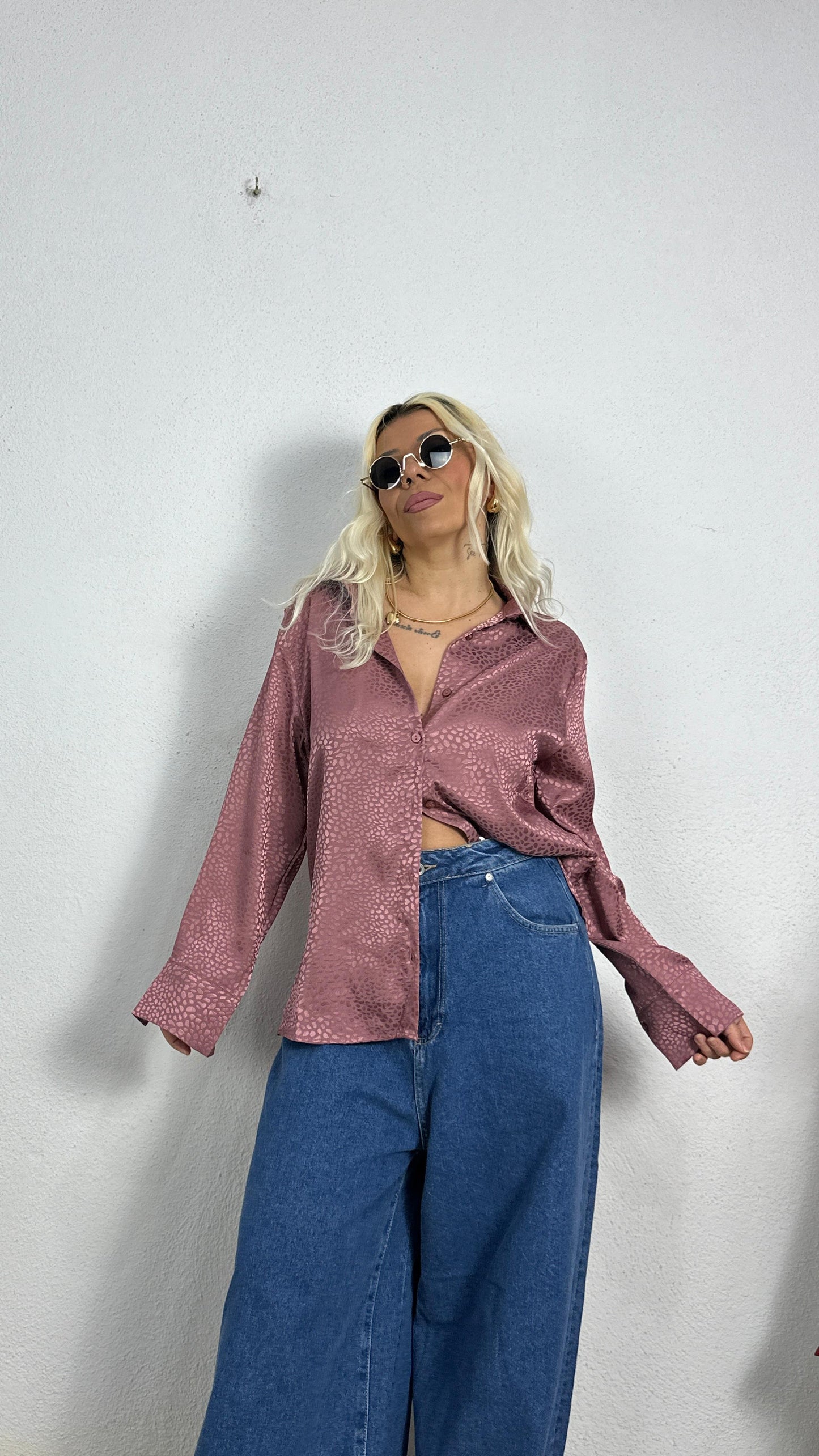 Nunu By Croc Chic Gül Kurusu Saten Gömlek