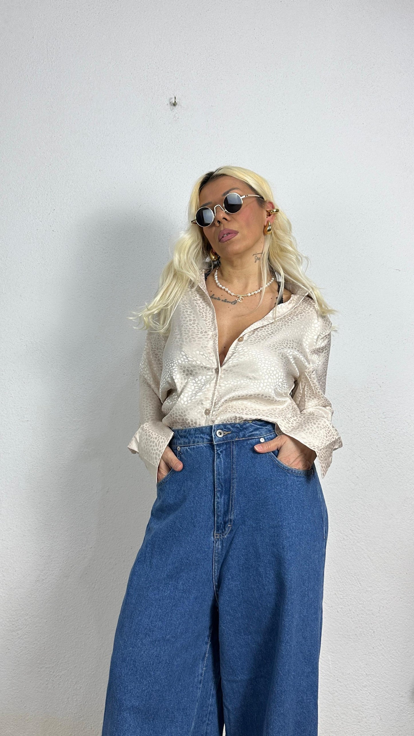 Nunu By Croc Chic Krem Saten Gömlek