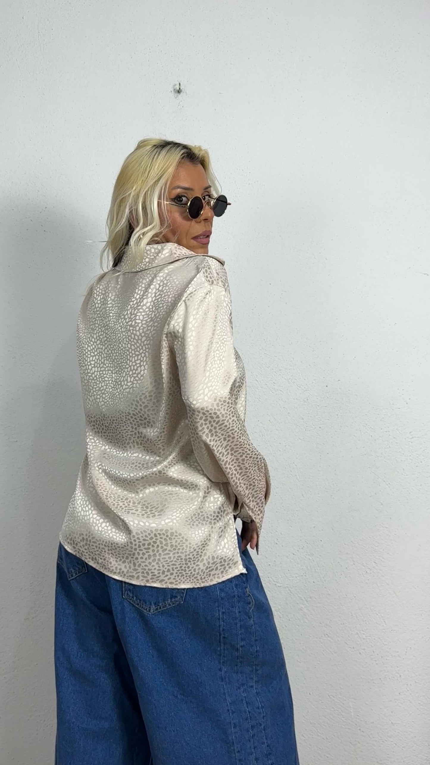 Nunu By Croc Chic Krem Saten Gömlek