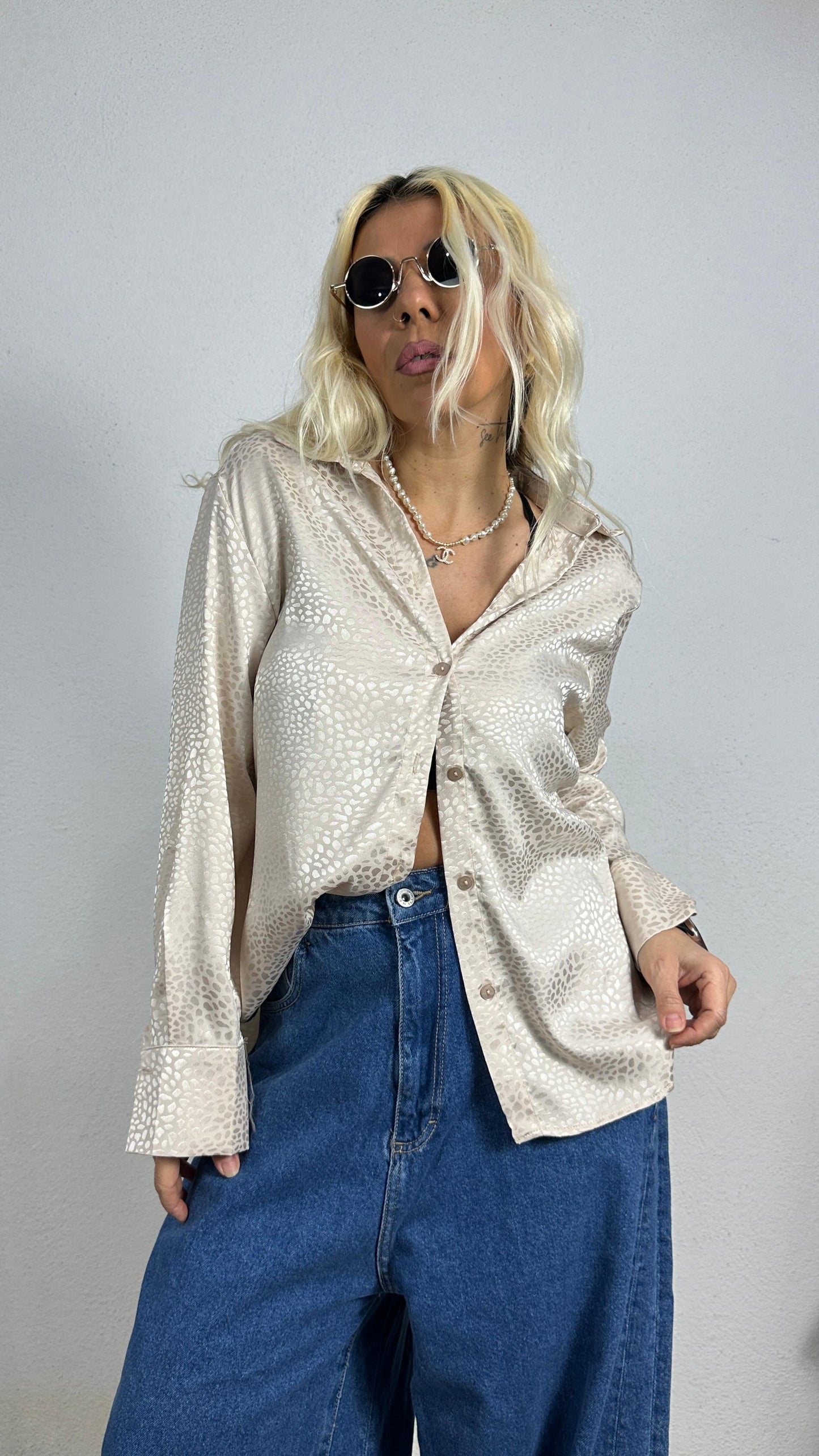 Nunu By Croc Chic Krem Saten Gömlek
