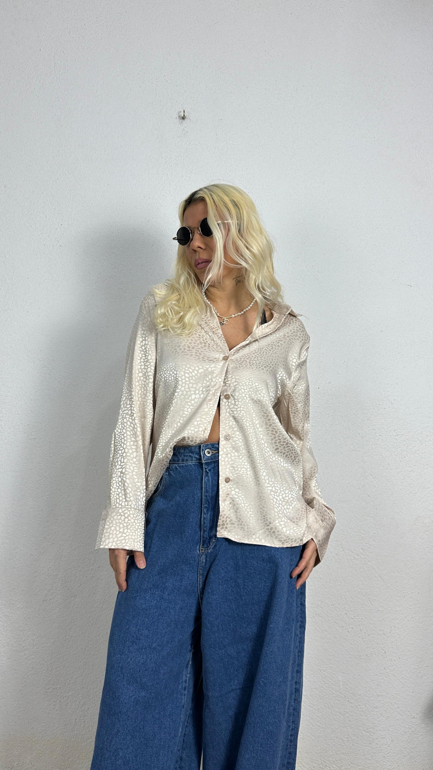 Nunu By Croc Chic Krem Saten Gömlek