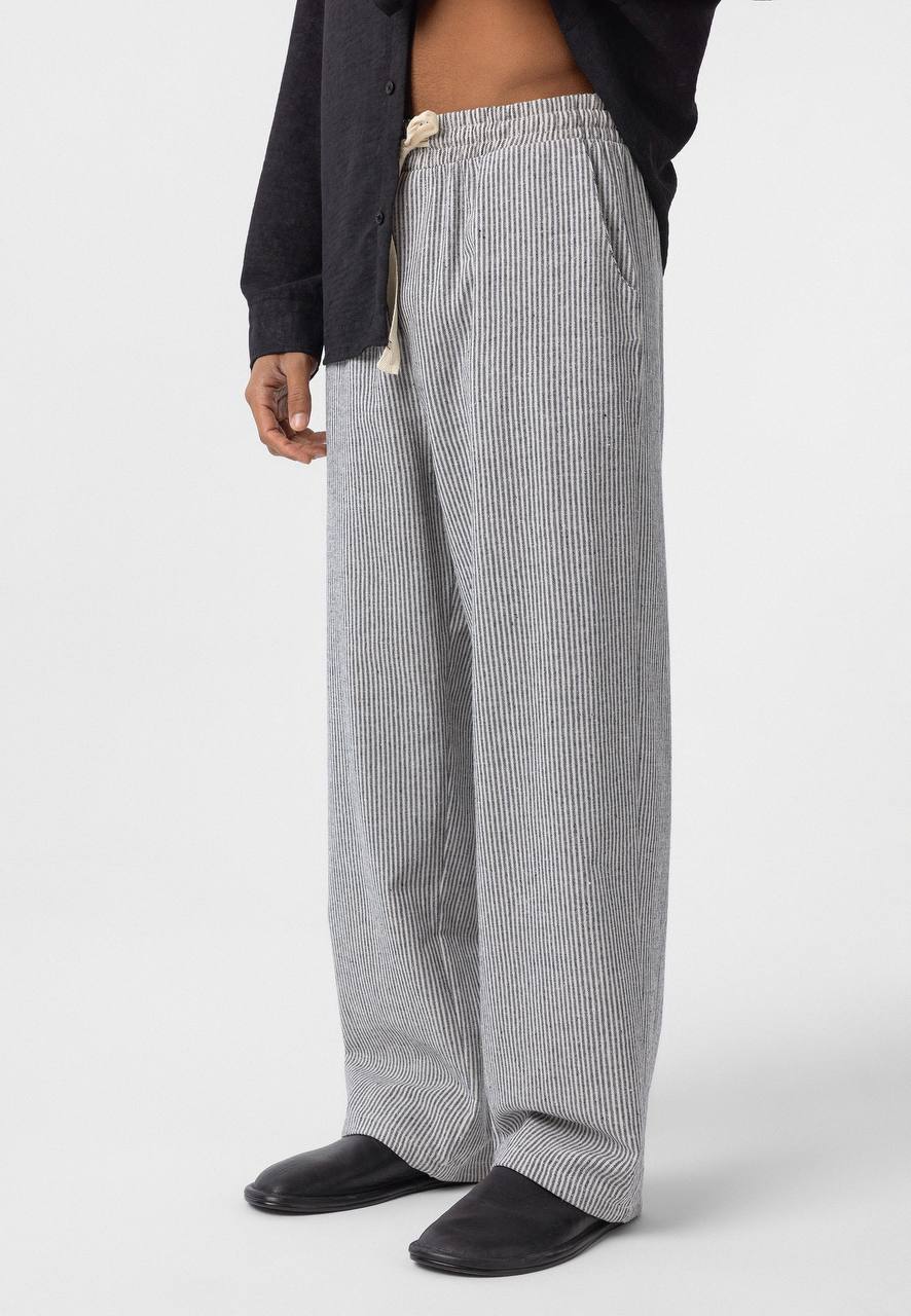 NuNu By Essence Erkek Lacivert Çizgili Rustik Pantolon