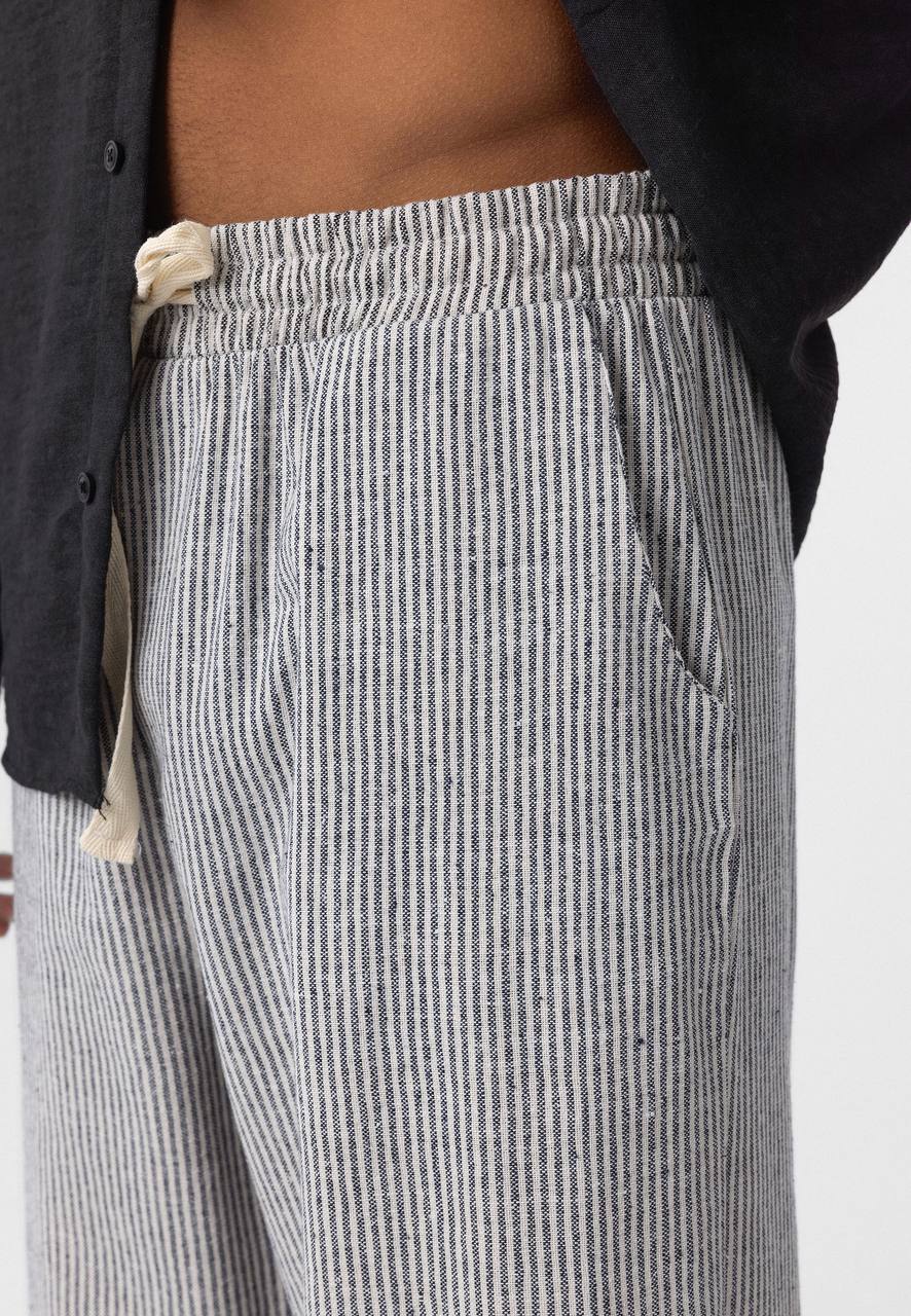 NuNu By Essence Erkek Lacivert Çizgili Rustik Pantolon
