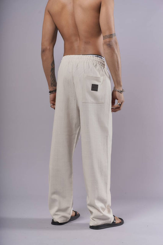 NuNu By King Ekru Likralı Keten Baggy Pantolon