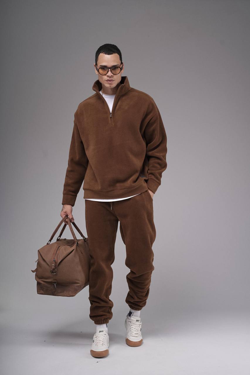 NuNu By King Oversize Taba Erkek Polar Eşofman Takımı