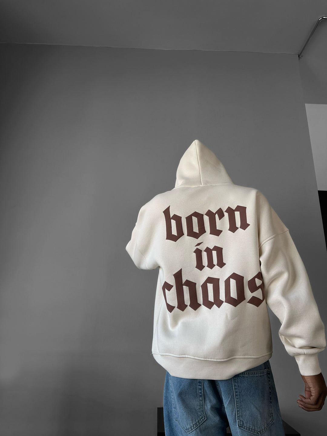 NuNu By Lagos Born in Chaos Bej Erkek Kapüşonlu Sweatshirt