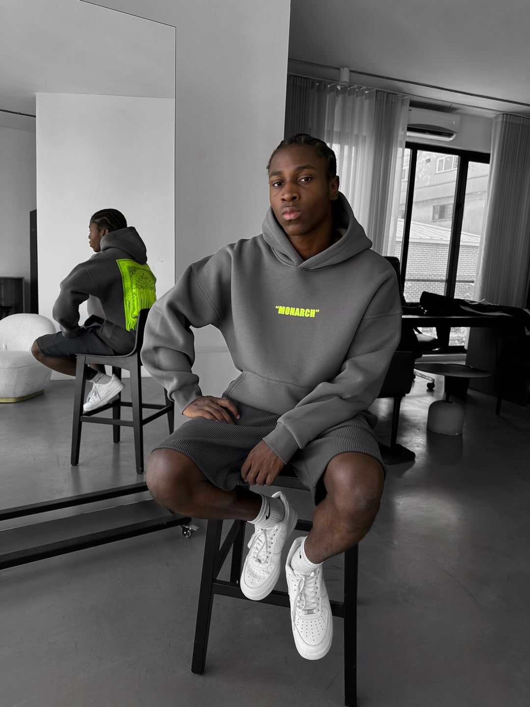 NuNu By Lagos Monarch Oversize Gri Erkek Kapüşonlu Sweatshirt