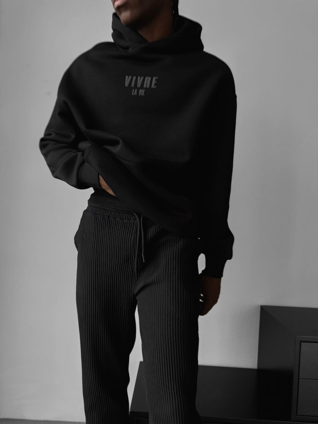 NuNu By Lagos Vivre La Vie Oversize Siyah Erkek Kapüşonlu Sweatshirt