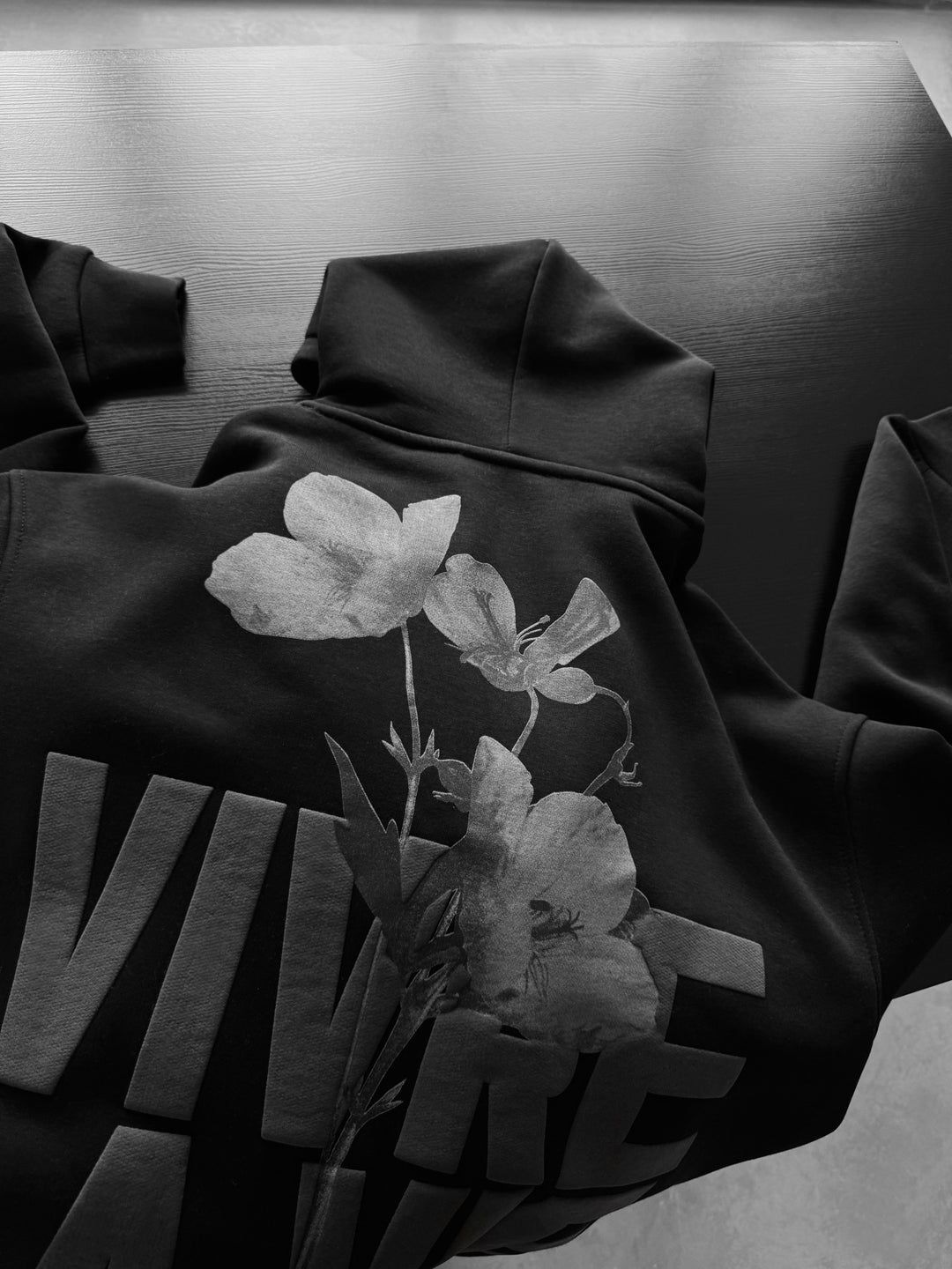 NuNu By Lagos Vivre La Vie Oversize Siyah Erkek Kapüşonlu Sweatshirt