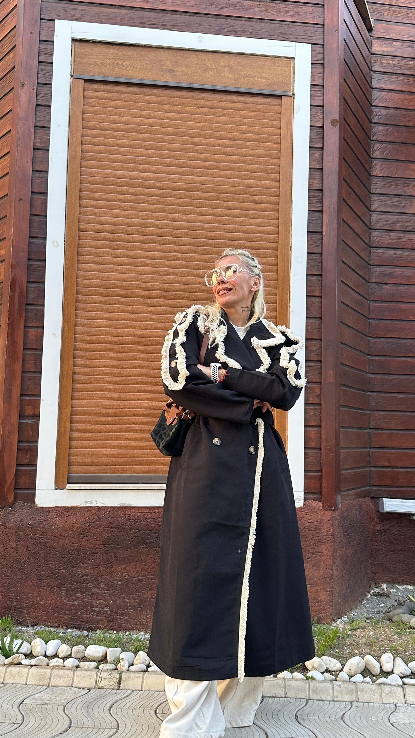 NuNu By Natural Touch Oversize Siyah Trençkot