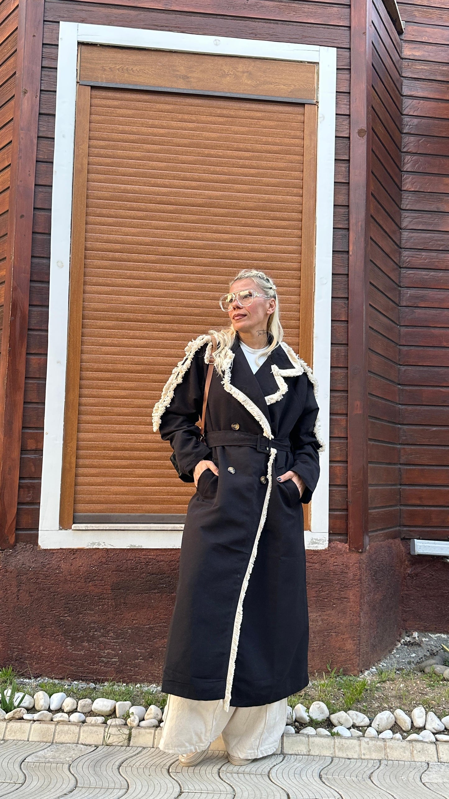 NuNu By Natural Touch Oversize Siyah Trençkot