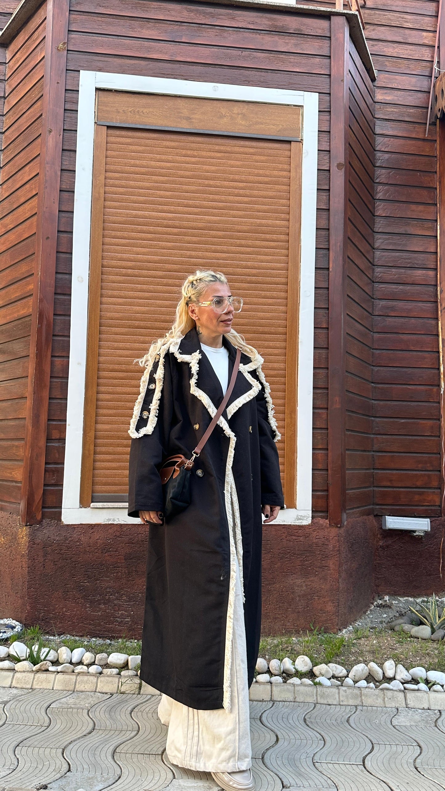 NuNu By Natural Touch Oversize Siyah Trençkot