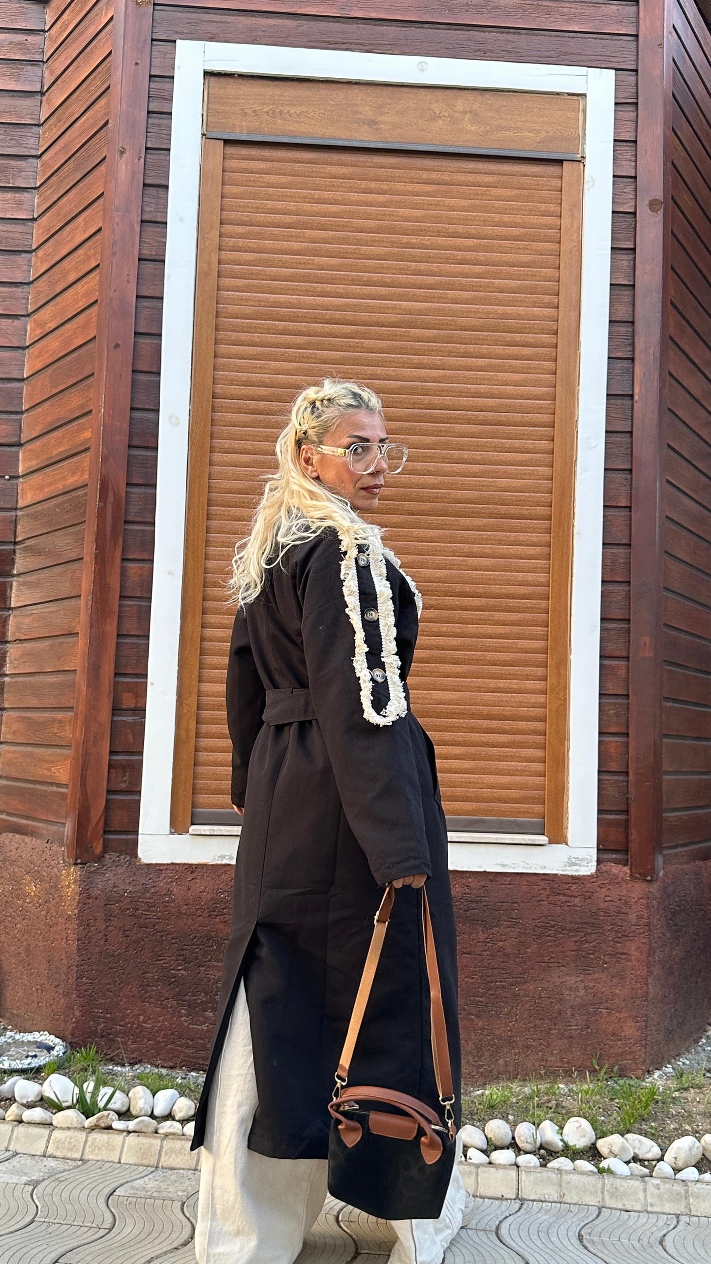 NuNu By Natural Touch Oversize Siyah Trençkot