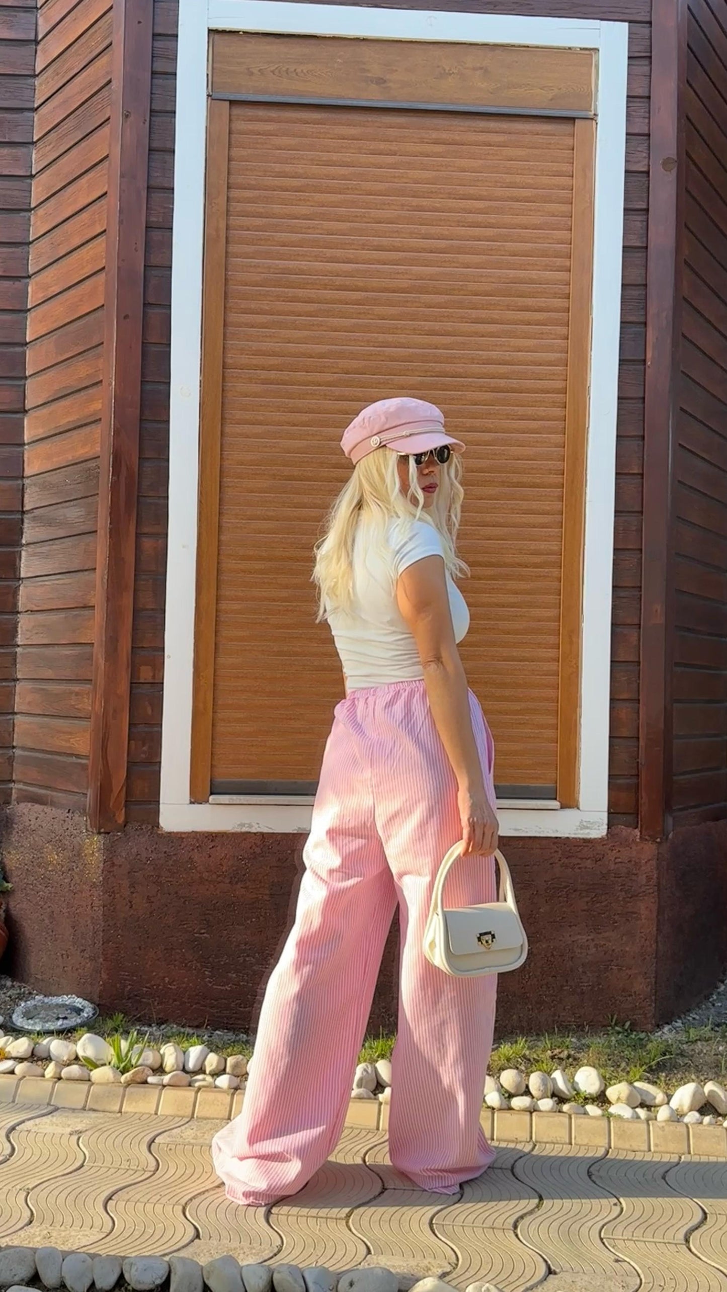 NuNu By Rustik Pembe Çizgili Bol Pantolon