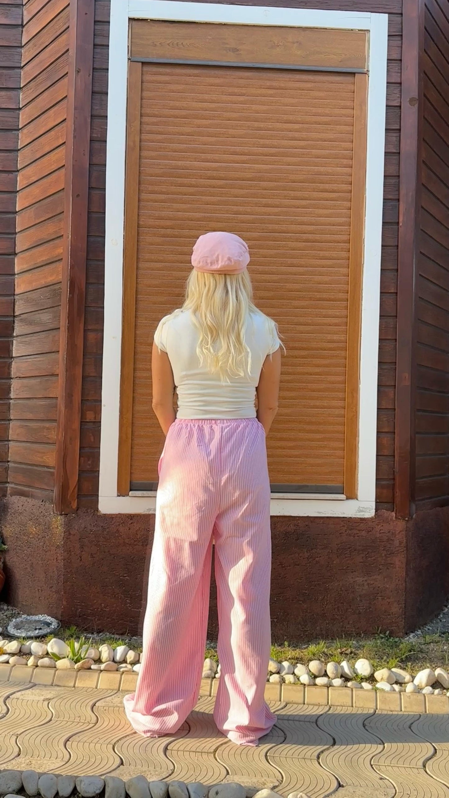 NuNu By Rustik Pembe Çizgili Bol Pantolon