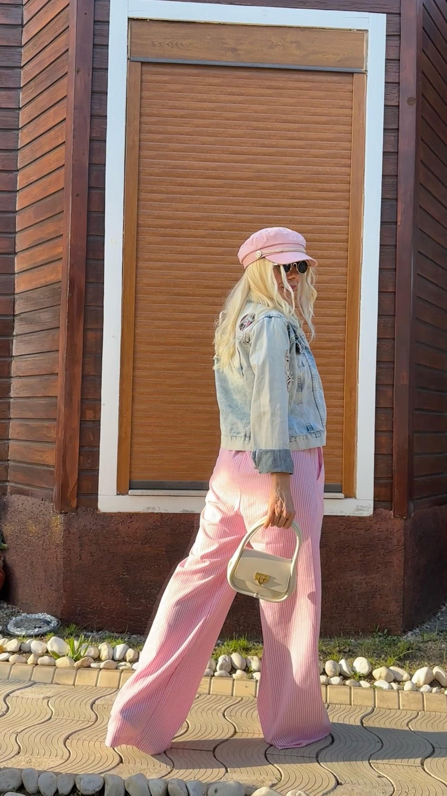 NuNu By Rustik Pembe Çizgili Bol Pantolon