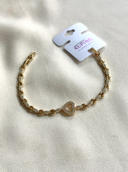 NuNu By Taşlı Kalp Detay Rose Xuping Bileklik