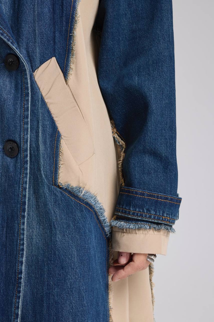 NuNu By TW Bej Statement Denim Garnili Trench Coat