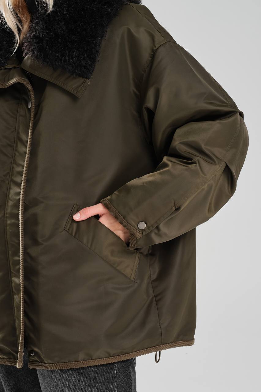 NuNu By TW Haki Peluş Yaka Kadın Parka