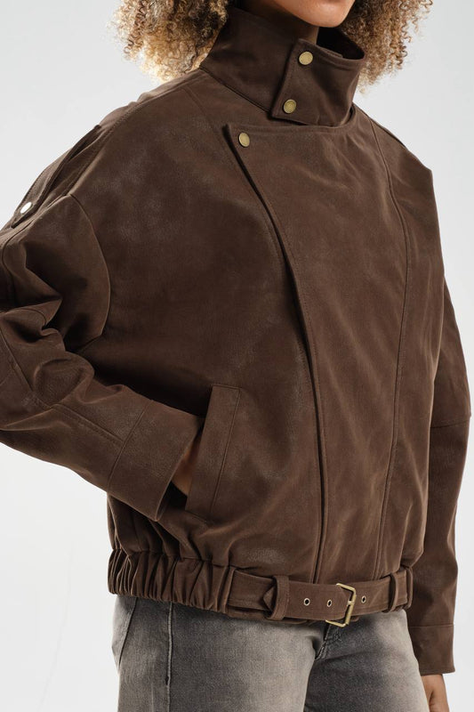 NuNu By TW Kahverengi Kadın Süet Bomber Ceket