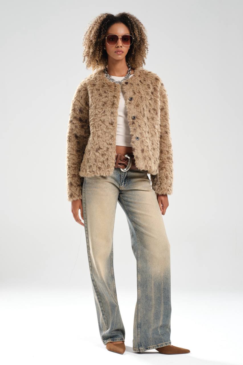 NuNu By TW Leopar Peluş Kısa Ceket