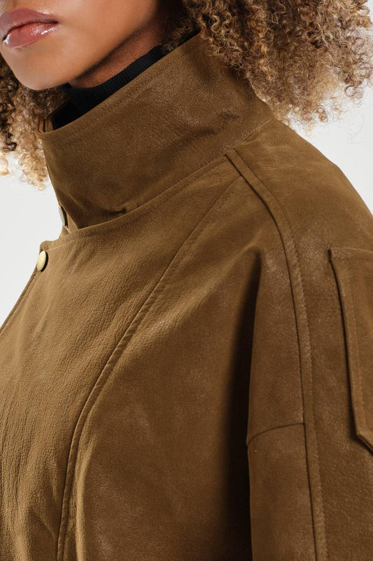 NuNu By TW Taba Kadın Süet Bomber Ceket