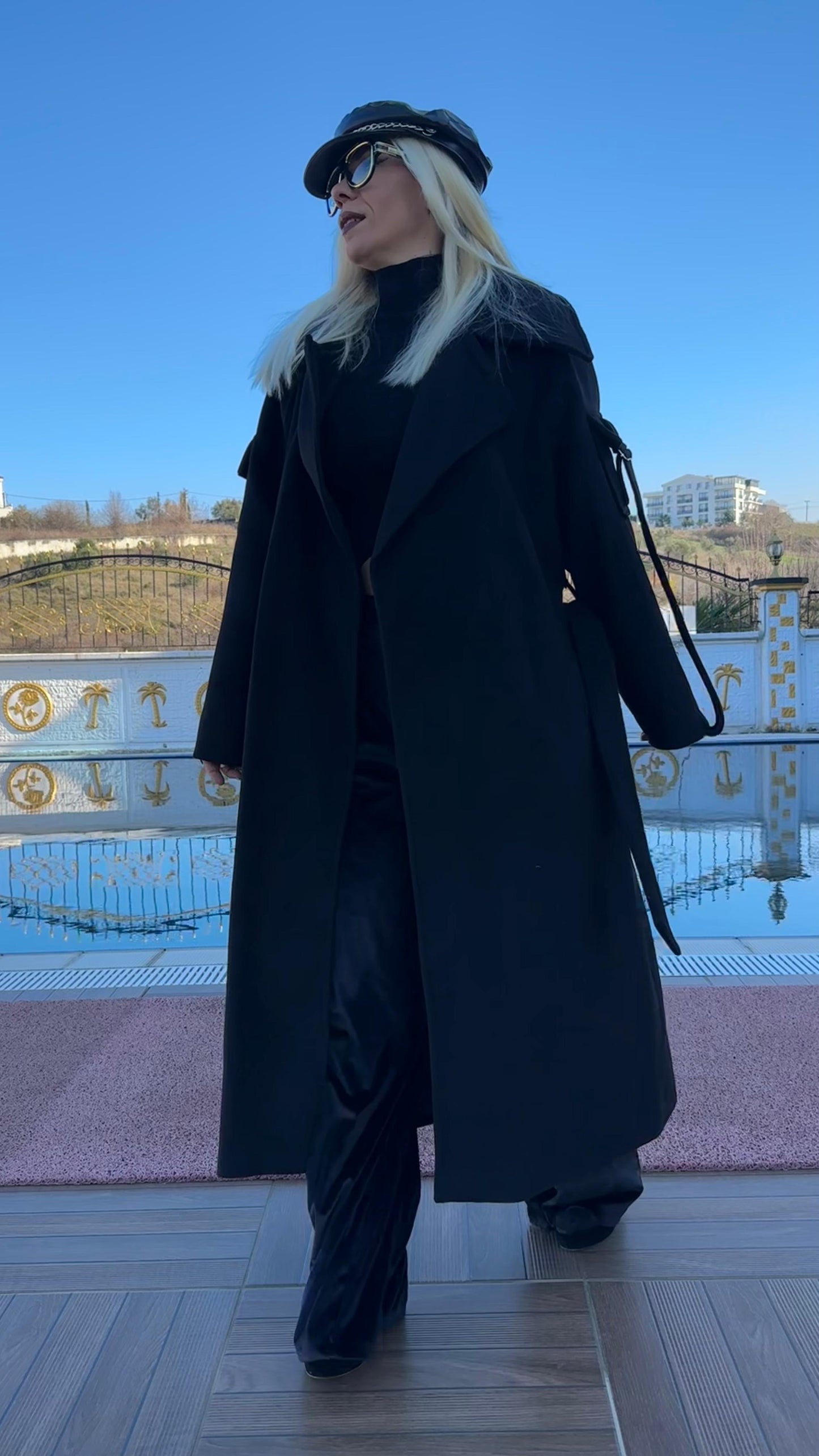 NuNu By Ultra Luxe Siyah Kaşe Kaban