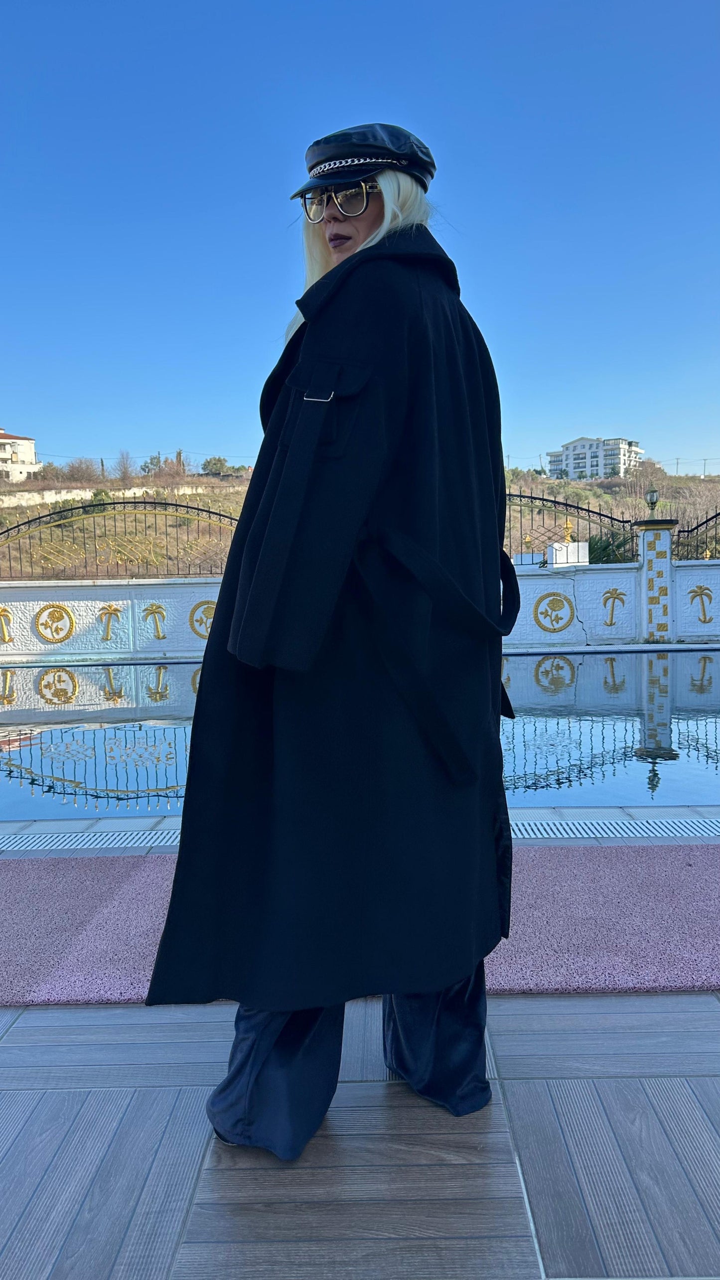 NuNu By Ultra Luxe Siyah Kaşe Kaban