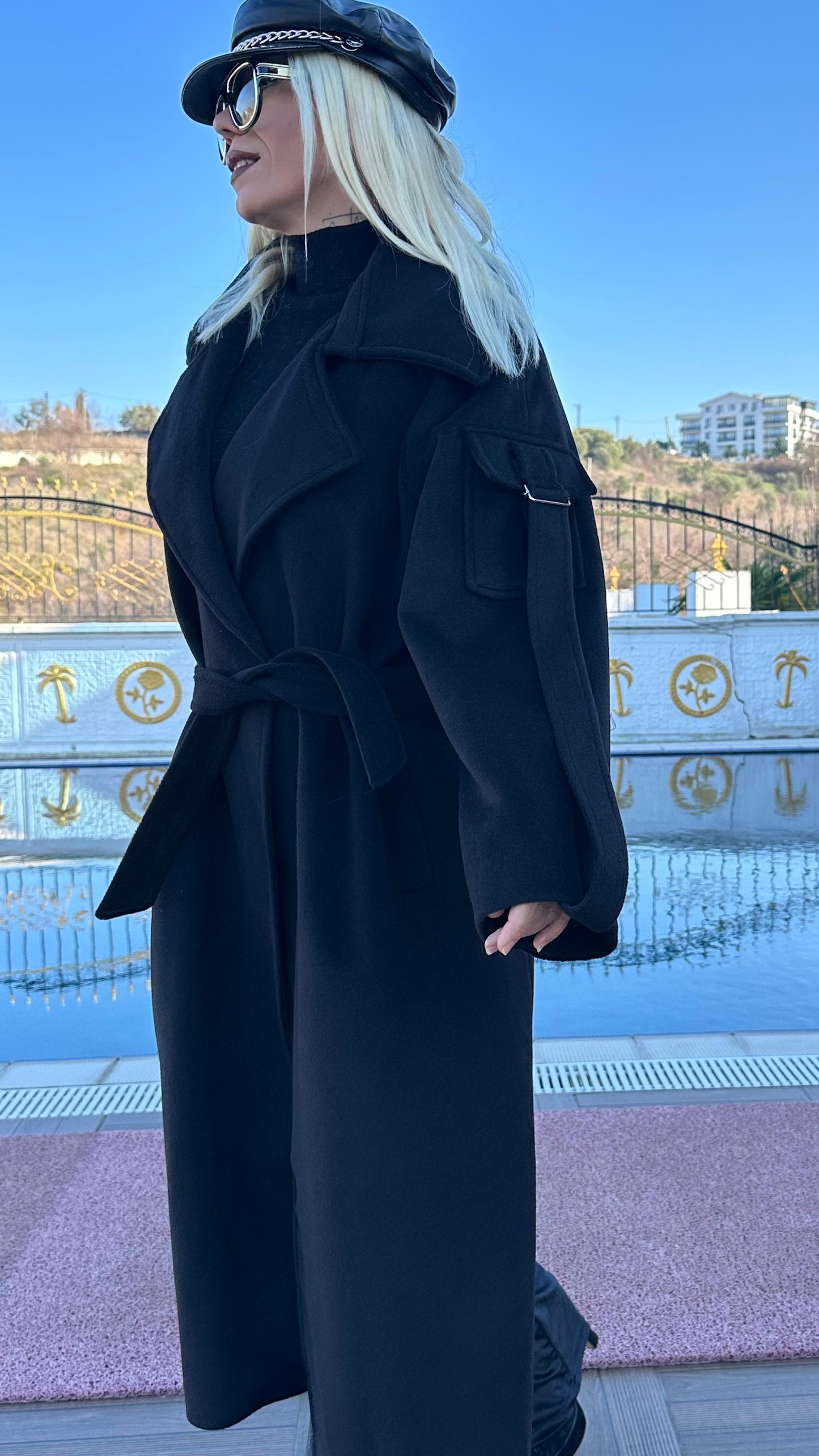 NuNu By Ultra Luxe Siyah Kaşe Kaban