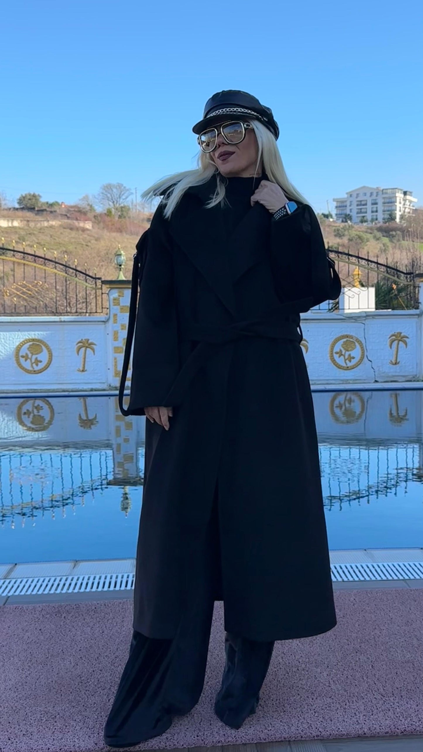 NuNu By Ultra Luxe Siyah Kaşe Kaban