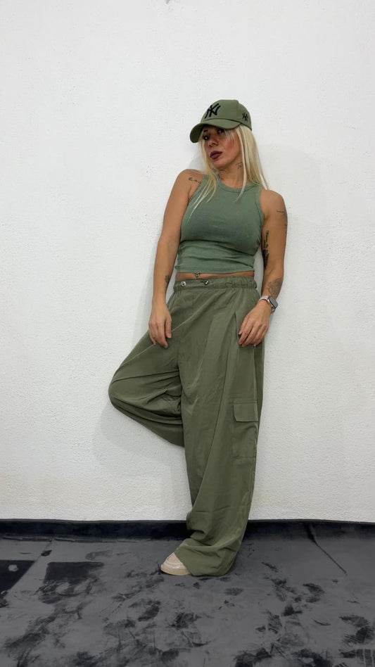 NuNu By Urban Wash Haki Fitilli Crop Atlet