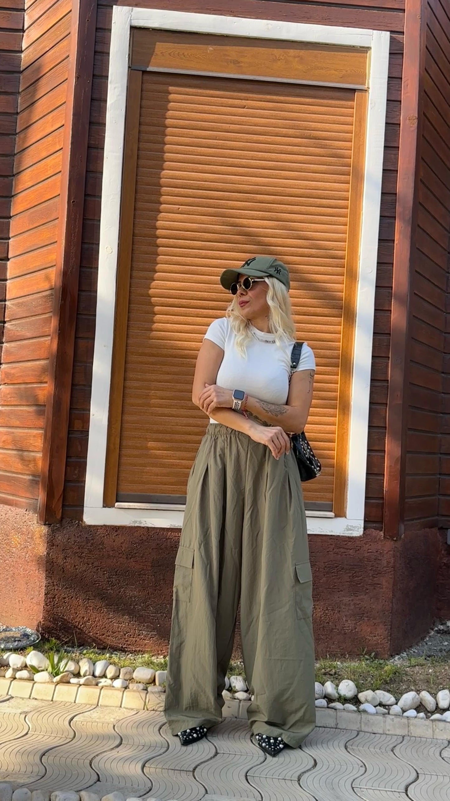 NuNu By UrbanWave Haki Oversize Paraşüt Pantolon