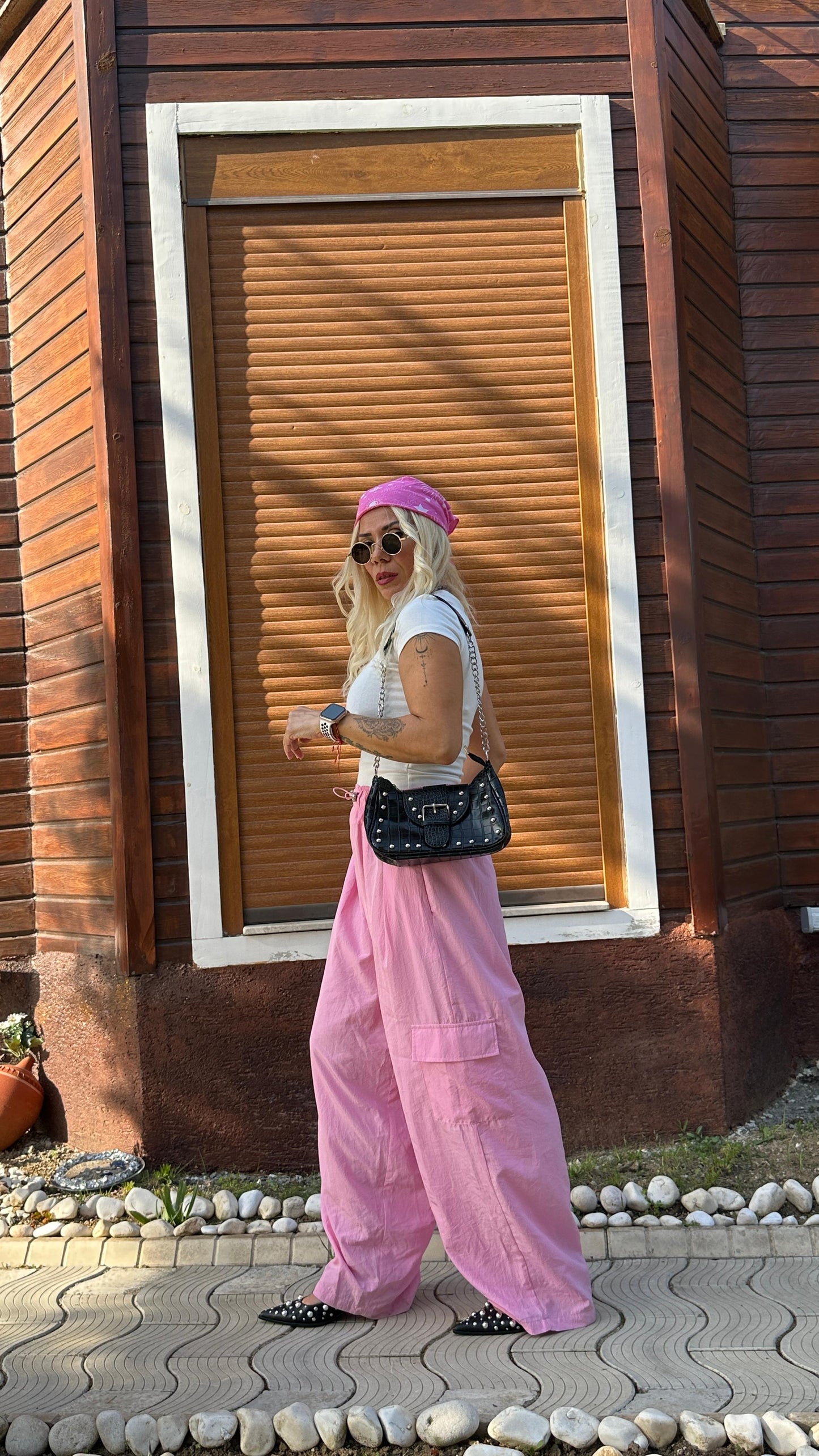 NuNu By UrbanWave Pembe Oversize Paraşüt Pantolon