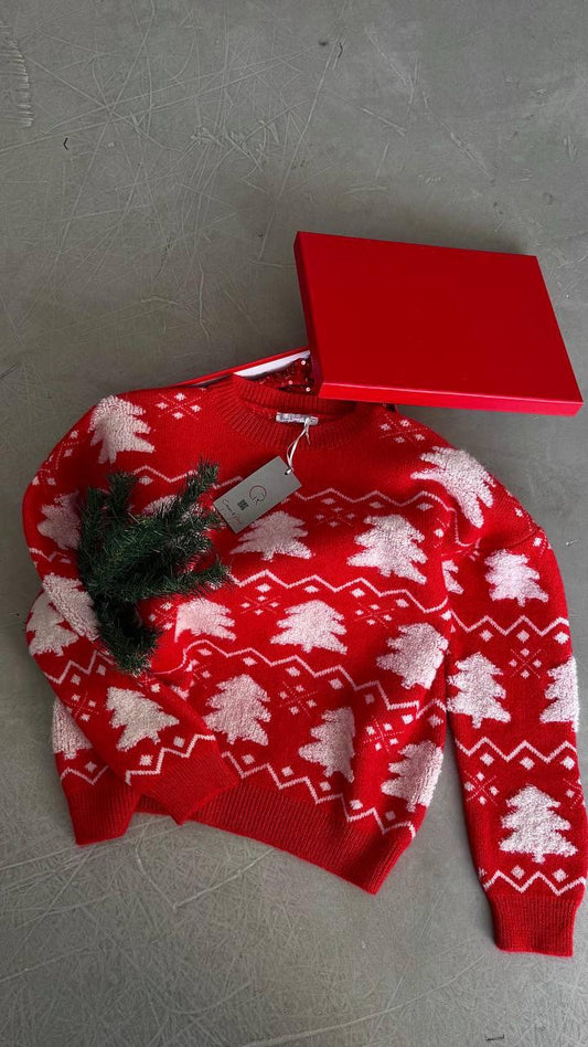 NuNu By Yeni Yıl Temalı Beyaz Kartaneli Kadın Kazak