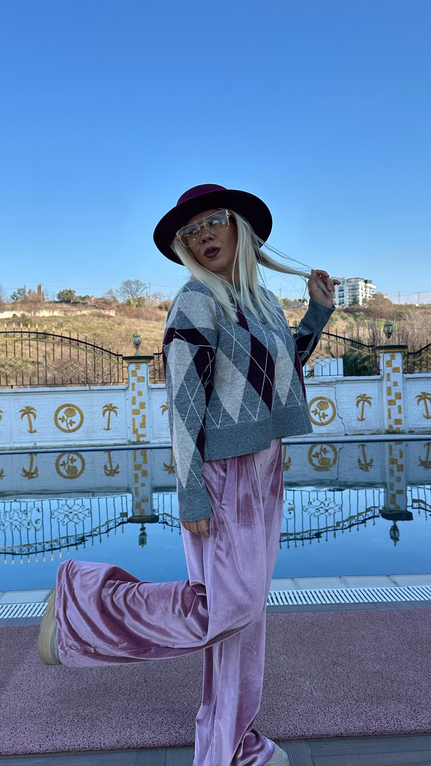 NuNu Plush Pembe Kadife Pantolon