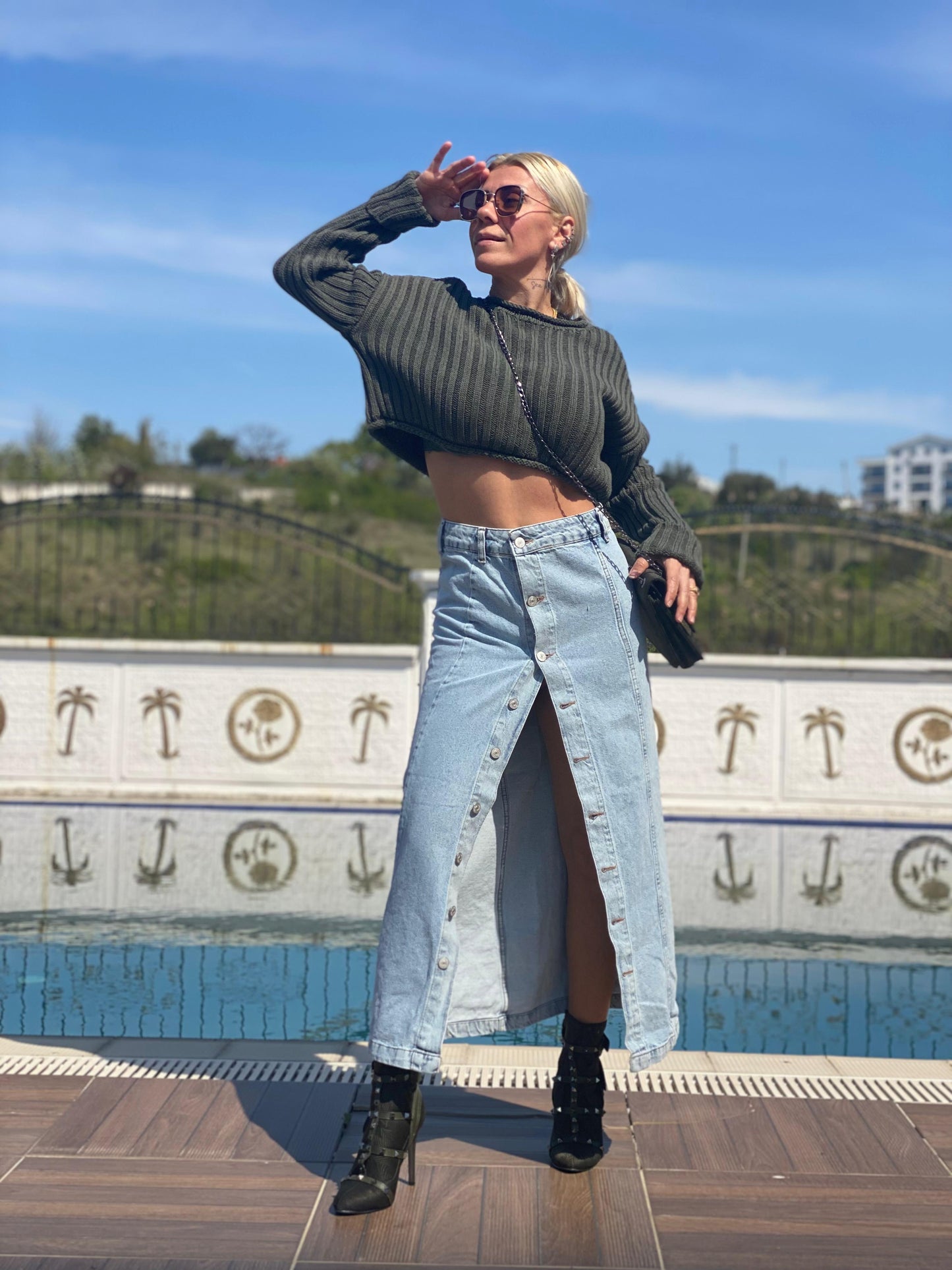 NuNu’S Paris 85 Uzun Düğmeli Kot Etek
