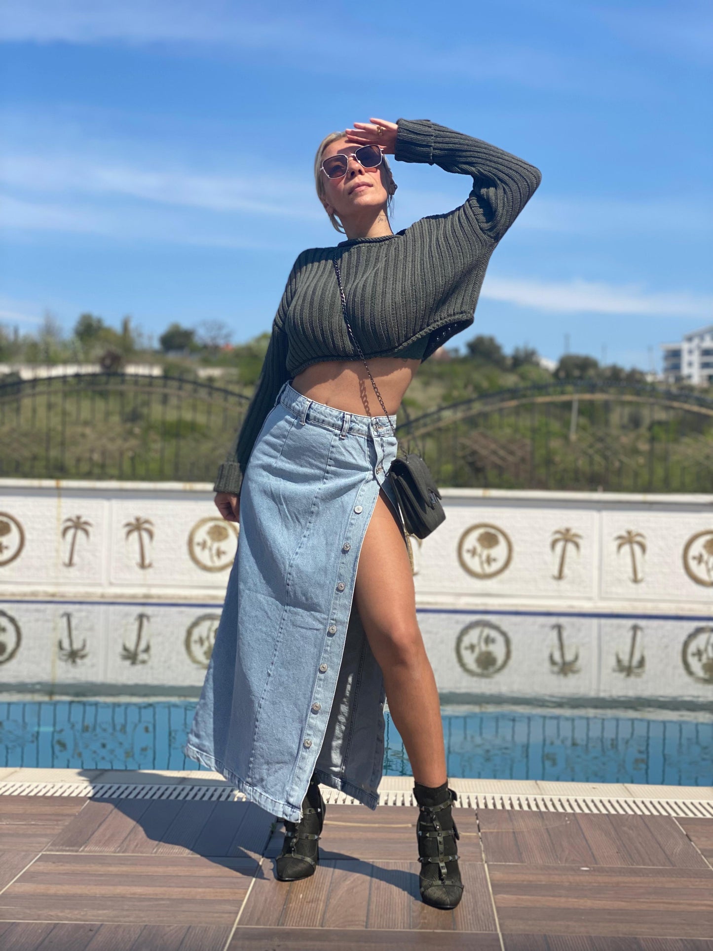 NuNu’S Paris 85 Uzun Düğmeli Kot Etek