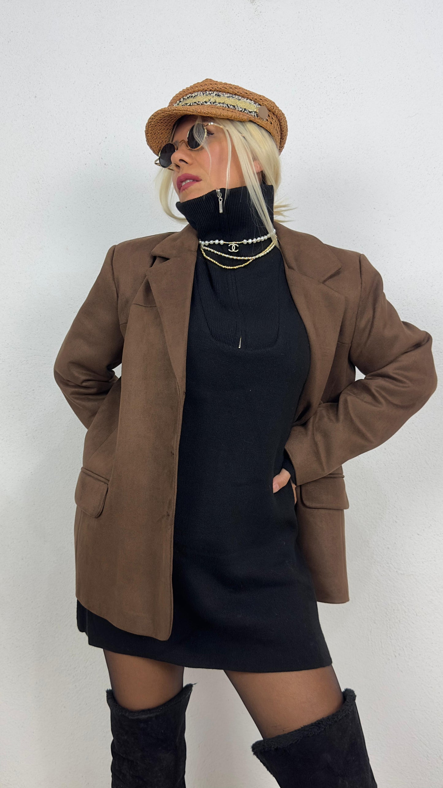 Oversize Kahverengi Süet Ceket