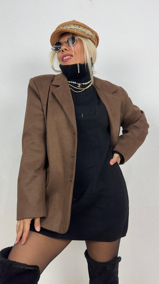 Oversize Kahverengi Süet Ceket