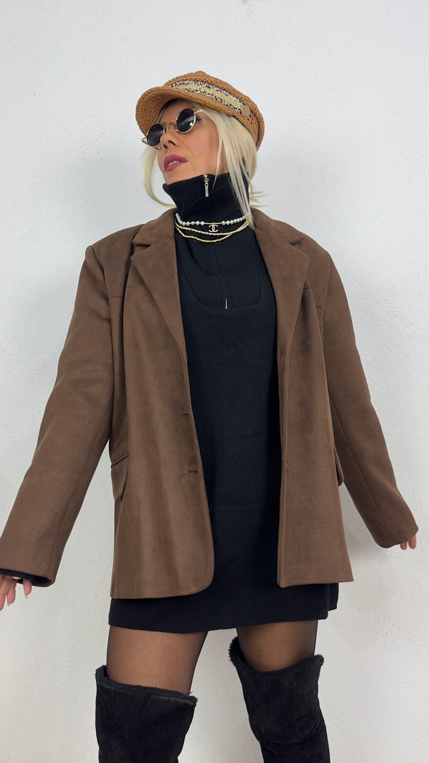 Oversize Kahverengi Süet Ceket