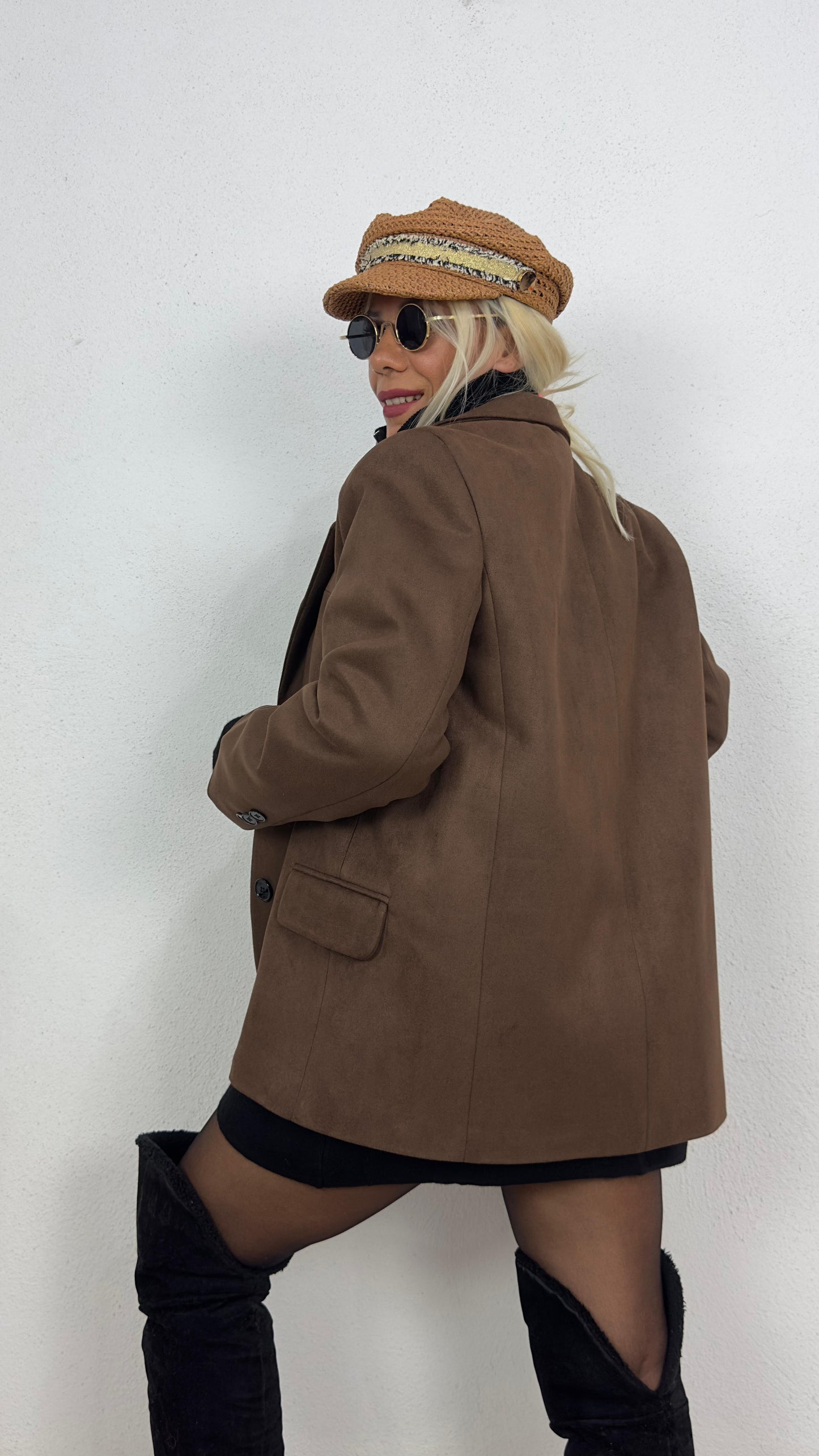 Oversize Kahverengi Süet Ceket